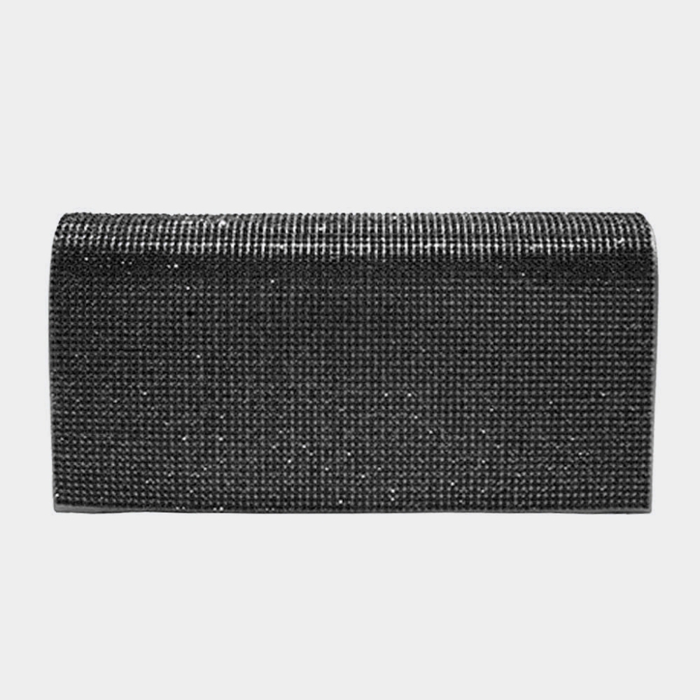 Black Clutch Rhinestone Crystal Purse Bling Evening Crossbody Bag